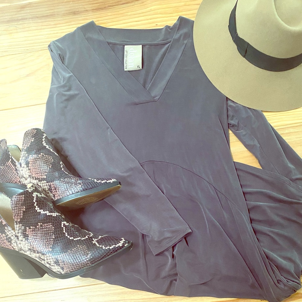 Anthropologie v neck long sleeve midi dress